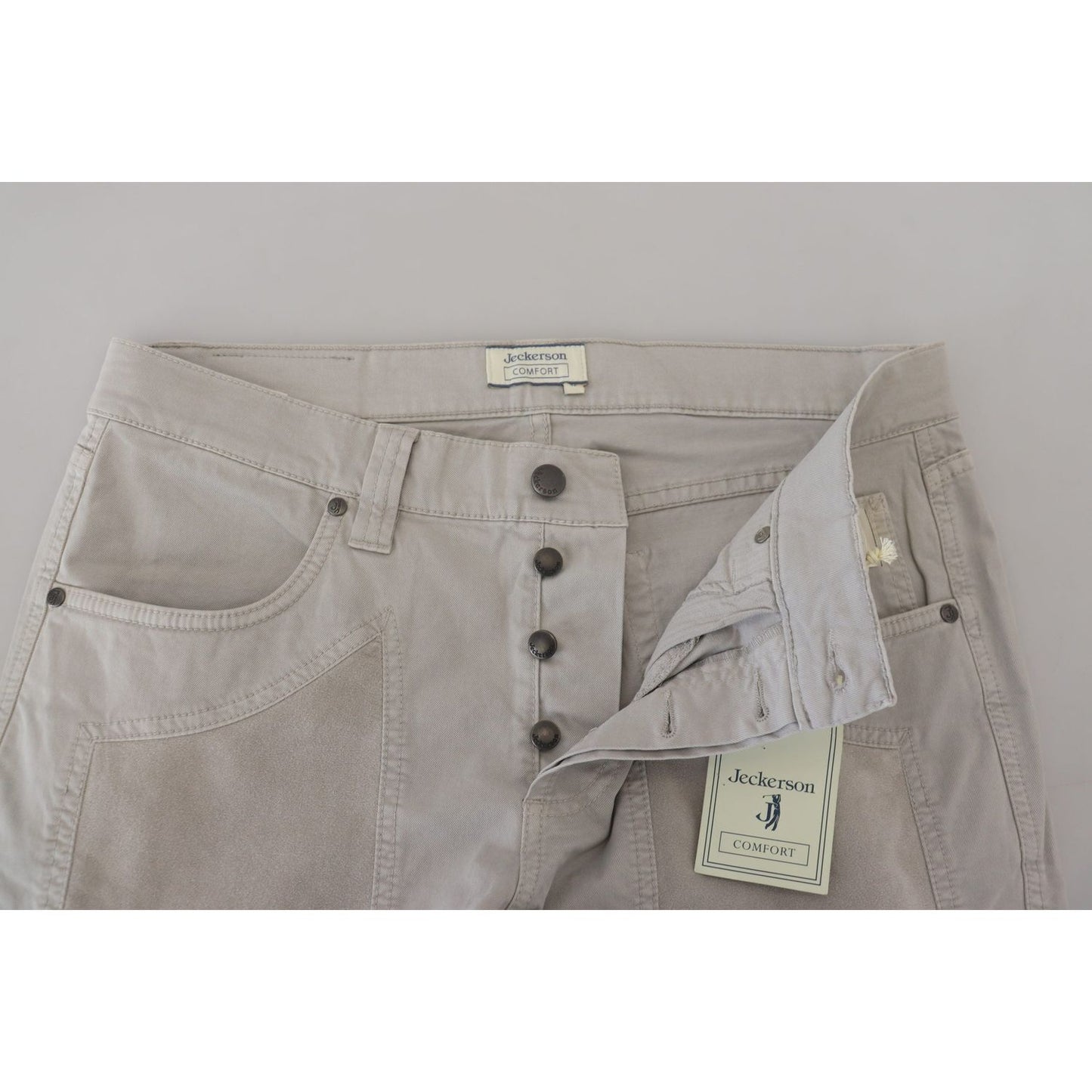 Jeckerson Gray Cotton Tapered Men Casual Pants PAN71768 - 36
