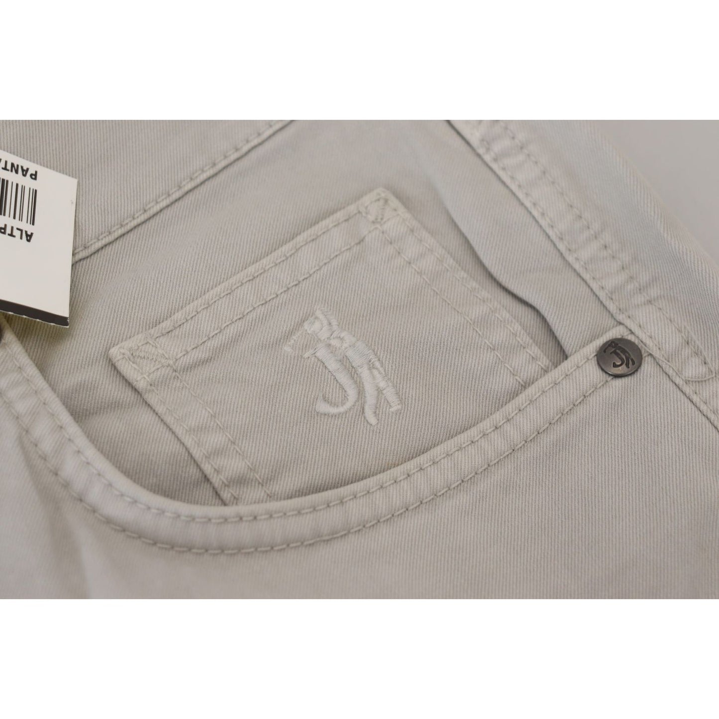 Jeckerson Gray Cotton Tapered Men Casual Pants PAN71768 - 36