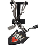 Dolce & Gabbana Black Prince Studs Logo Silver Brass Keychain SMY101049