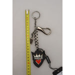 Dolce & Gabbana Black Prince Studs Logo Silver Brass Keychain SMY101049