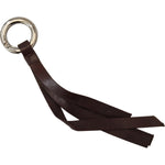 Costume National Brown Leather Silver Tone Metal Keyring Keychain SMY101040#2