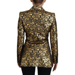 Dolce & Gabbana Black Gold Jacquard Coat Blazer Jacket JKT3467- 38