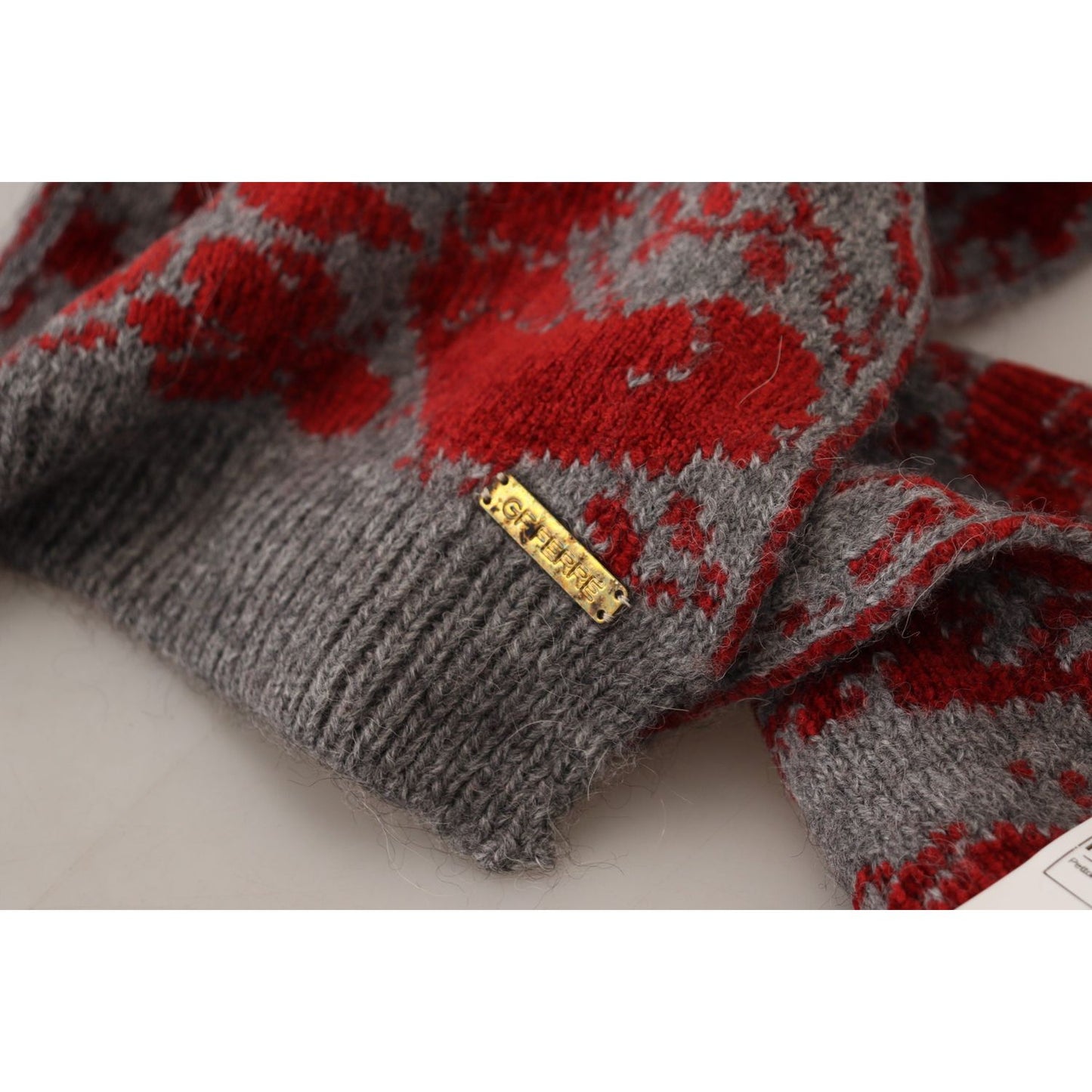 GF Ferre Red Grey Knitted Wrap Warmer Womens Shawl Scarf MS6833