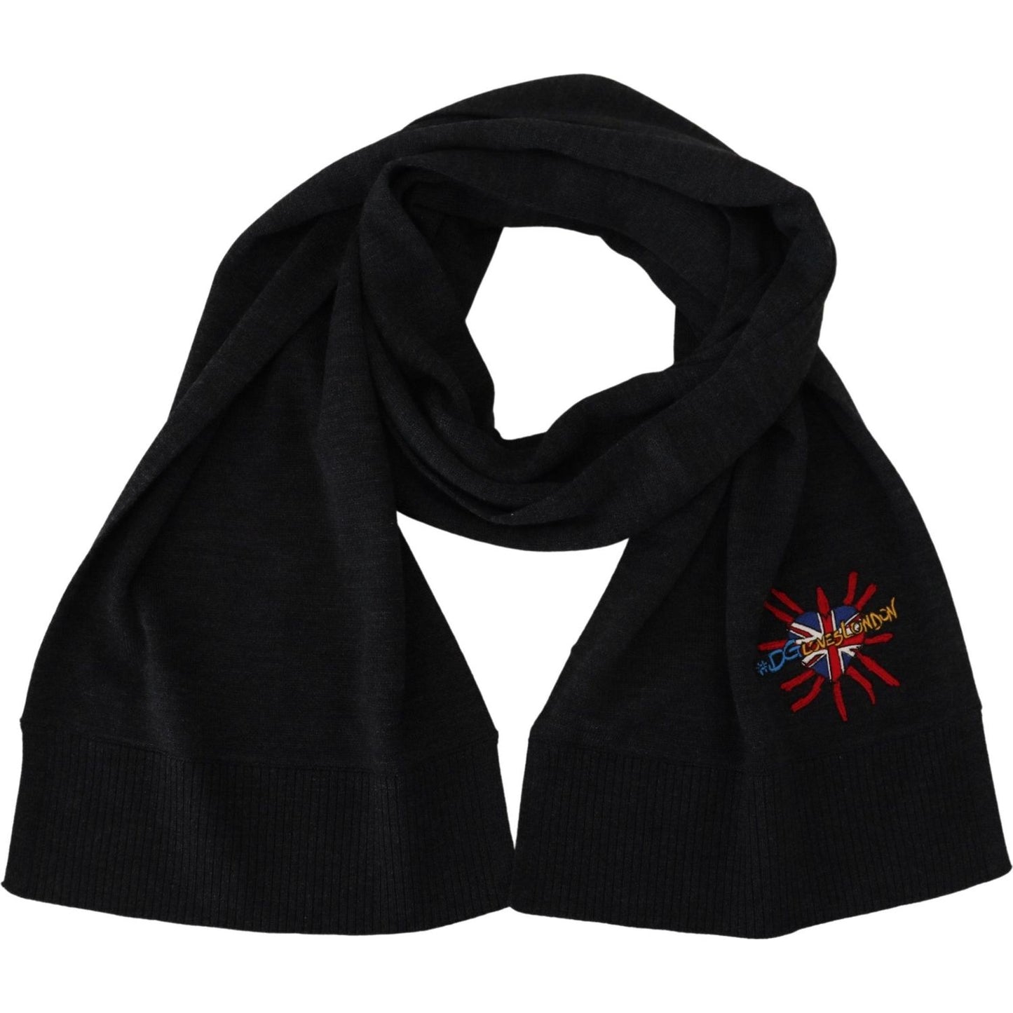 Dolce & Gabbana Black Sacred Heart #DGLovesLondon Wrap Scarf MS6897