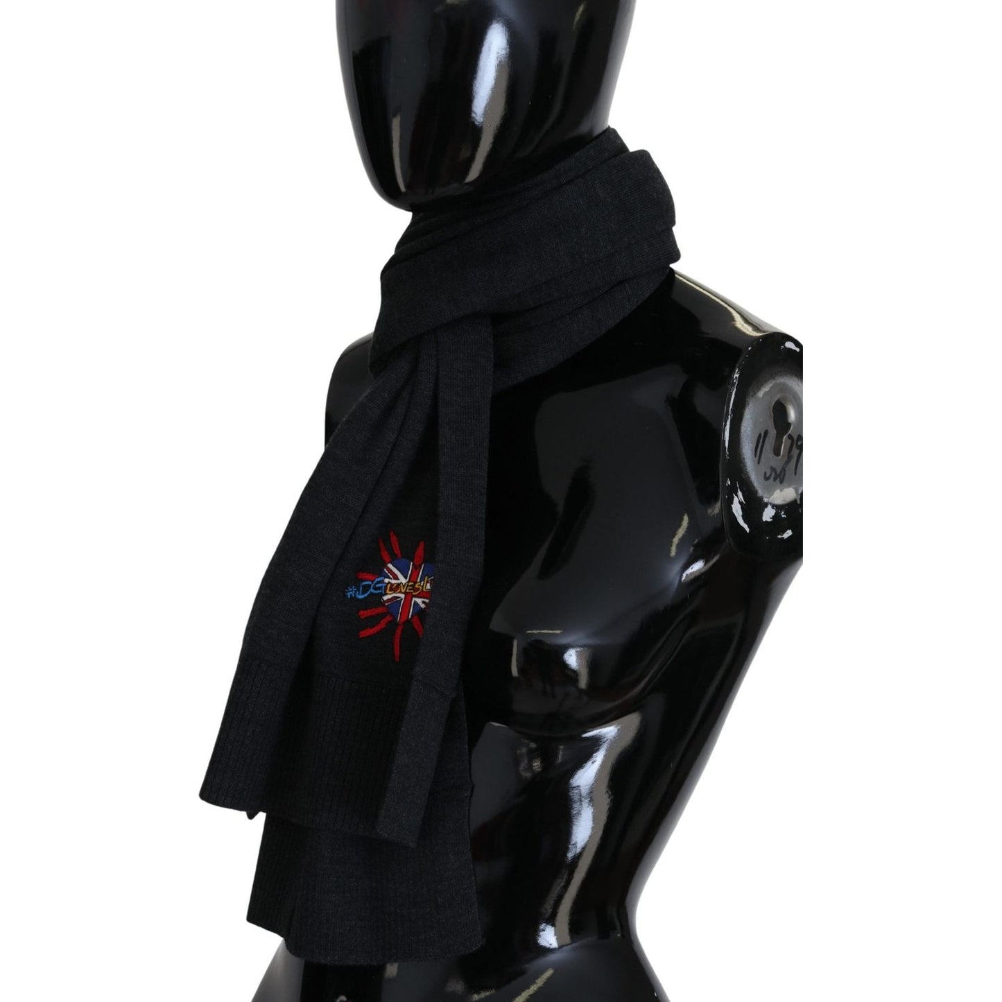 Dolce & Gabbana Black Sacred Heart #DGLovesLondon Wrap Scarf MS6897