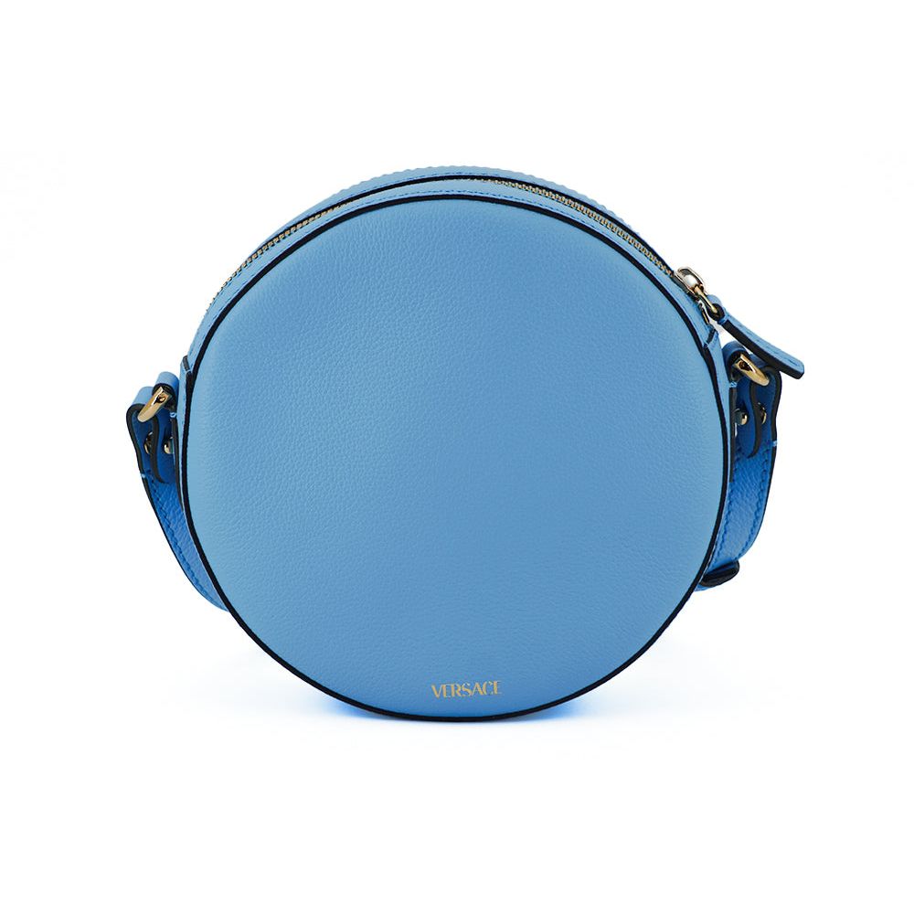 Versace Chic Blue Leather Round Shoulder Bag 8052045280284