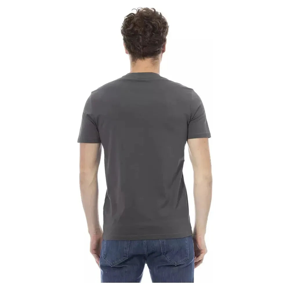 Baldinini Trend Gray Cotton Men T-Shirt BA-23165-XS
