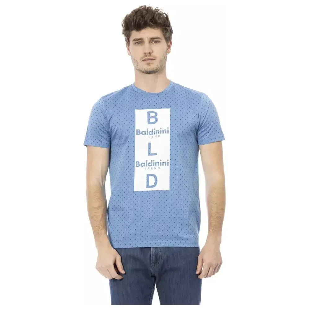 Baldinini Trend Light Blue Cotton Men T-Shirt BA-23154-XS