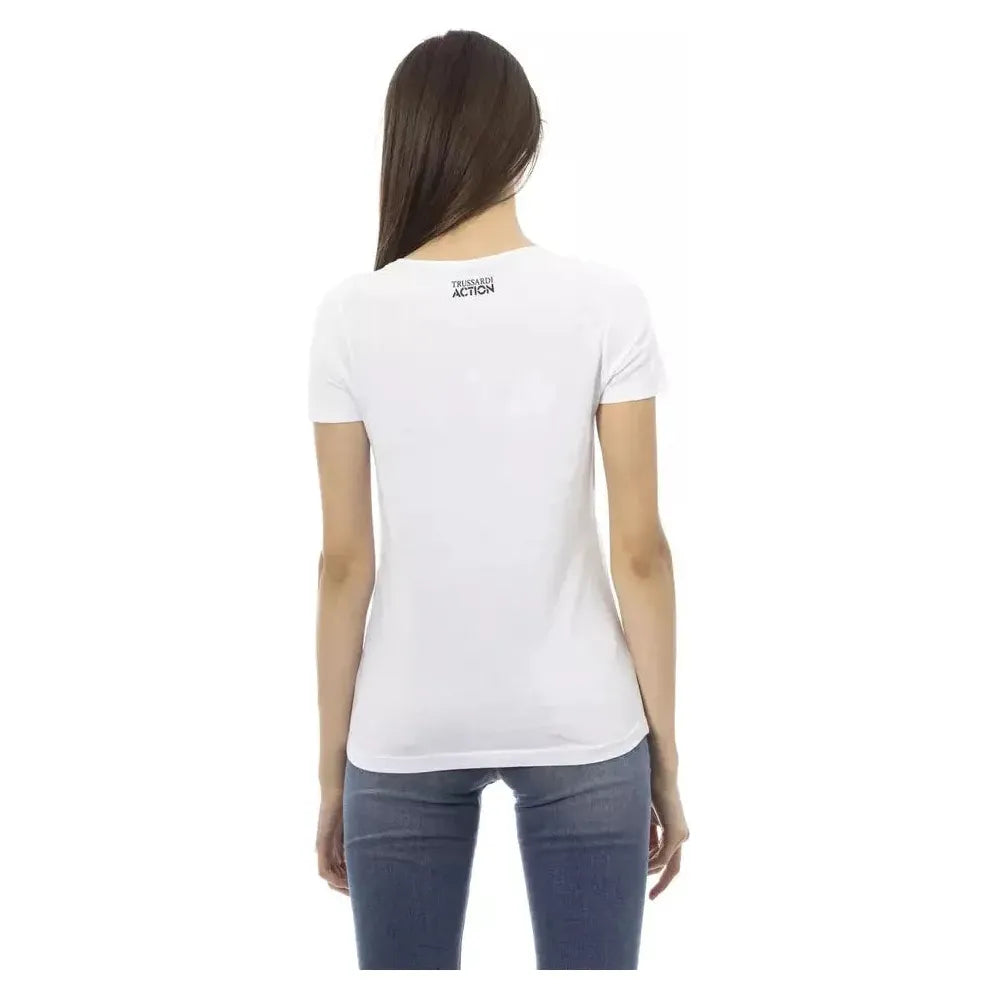 Trussardi Action White Cotton Women T-Shirt TR-23073-S