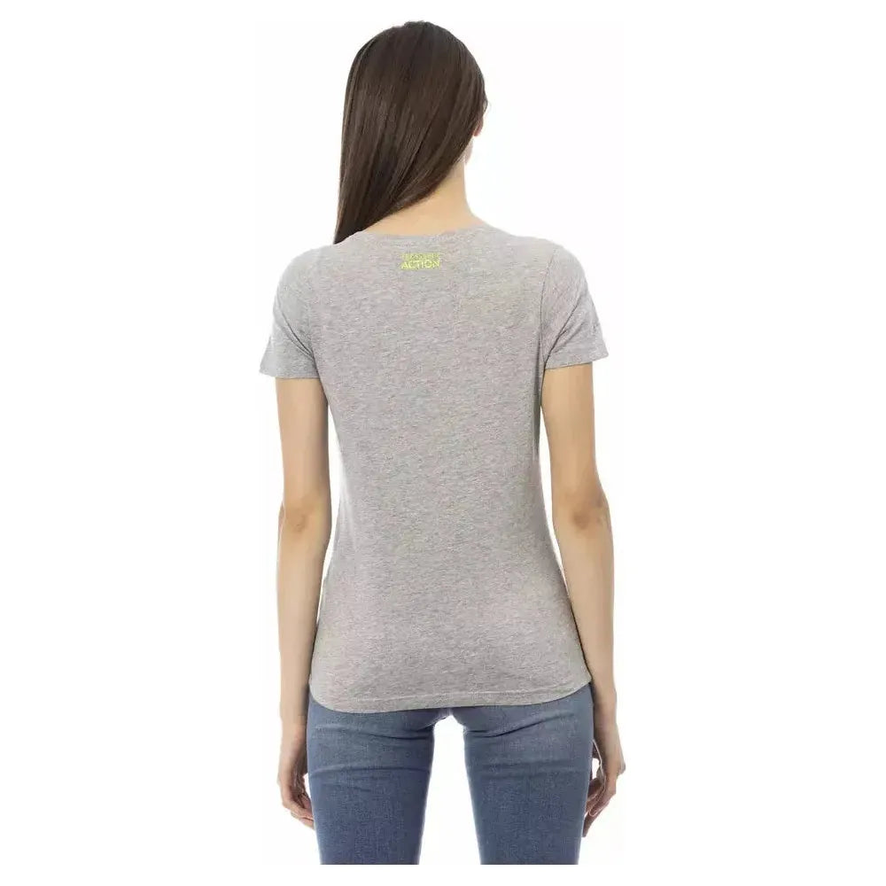Trussardi Action Gray Cotton Women T-Shirt TR-23046-XS
