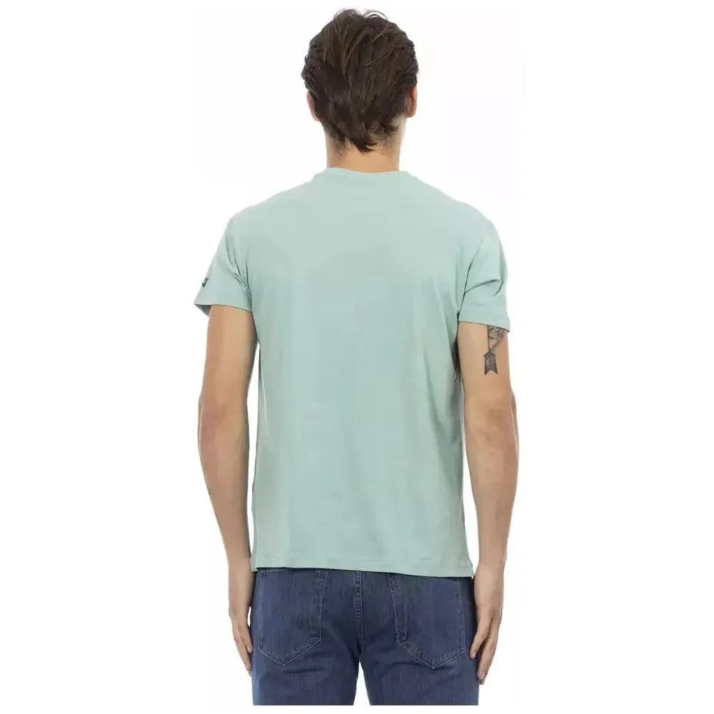 Trussardi Action Green Cotton Men V-Neck T-Shirt TR-22866-S