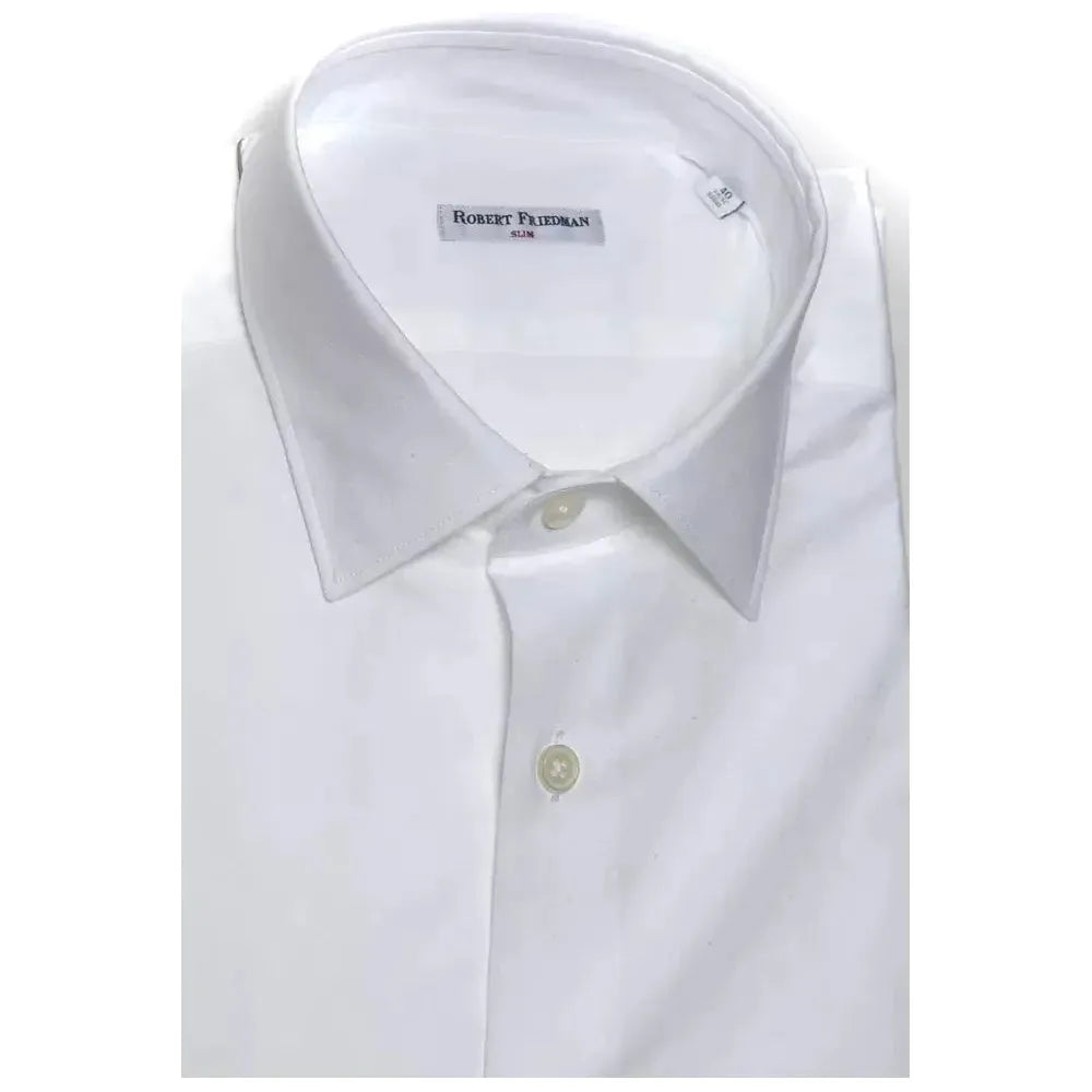 Robert Friedman White Cotton Men Shirt RO-20412-M