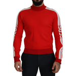 GCDS Red Wool Logo Printed Crew Neck Men Pullover Sweater TSH7762 - 46