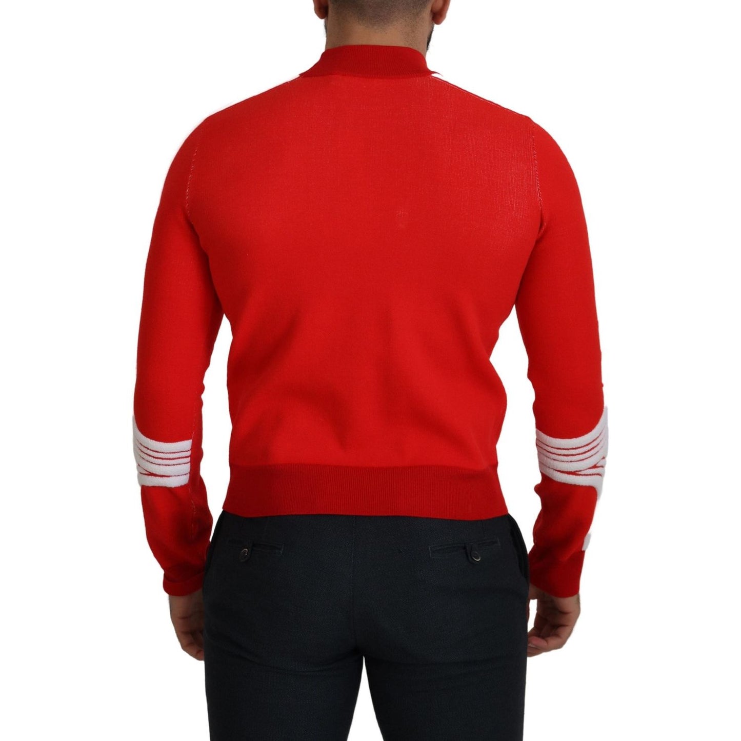 GCDS Red Wool Logo Printed Crew Neck Men Pullover Sweater TSH7762 - 46