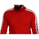 GCDS Red Wool Logo Printed Crew Neck Men Pullover Sweater TSH7762 - 46