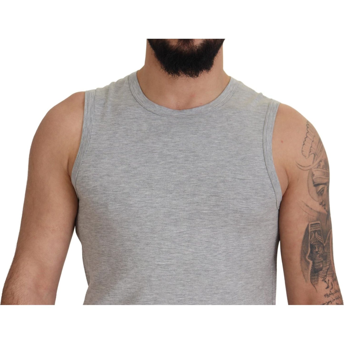 Ermanno Scervino Grey Sleeveless Men Pullover T-shirt TSH83056-48