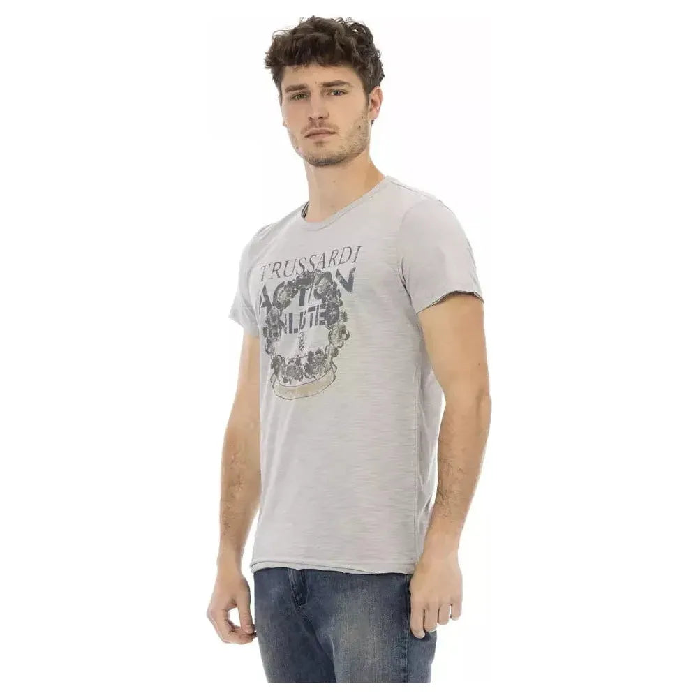 Trussardi Action Gray Cotton Men T-Shirt TR-22722-XL