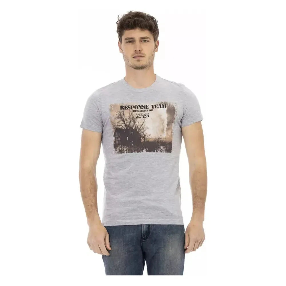 Trussardi Action Gray Cotton Men T-Shirt TR-22682-M