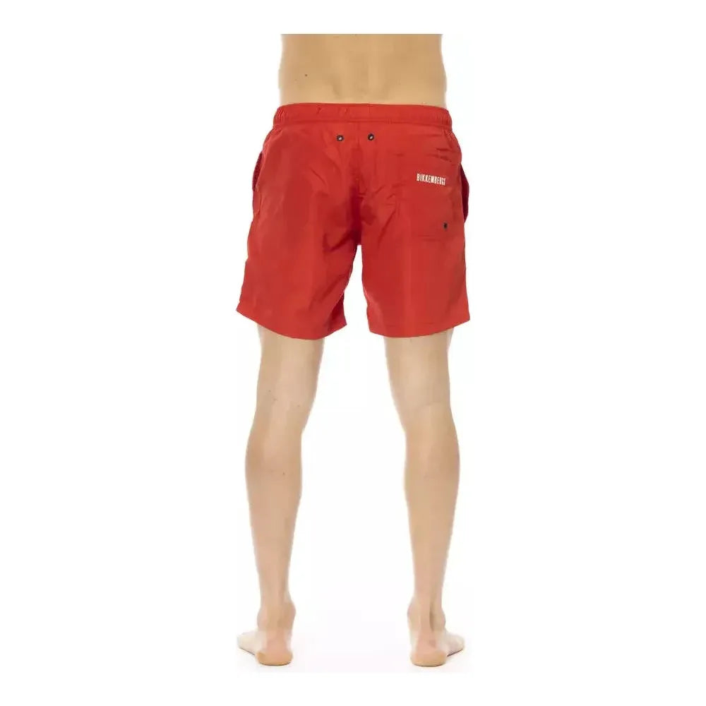 Bikkembergs Red Polyester Men's Swim Short BI-22656-S