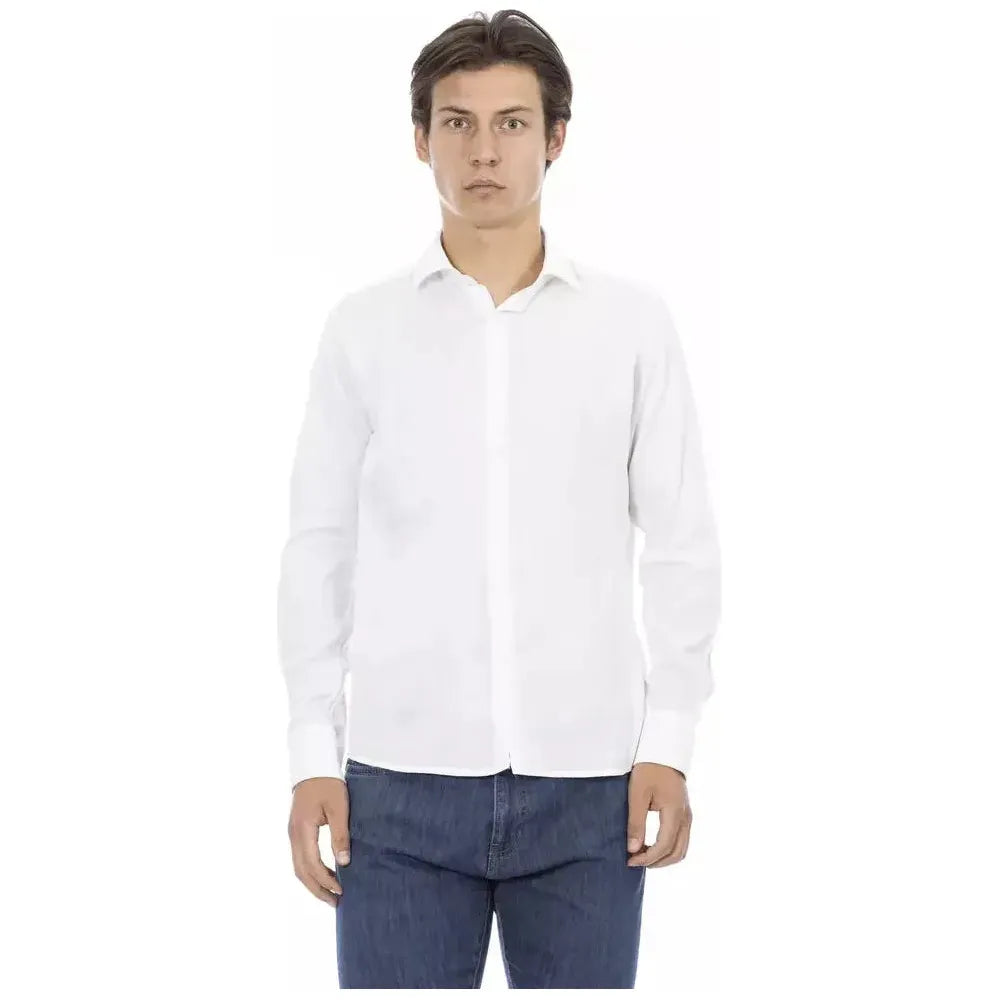 Baldinini Trend White Cotton Men Shirt BA-22485-XL
