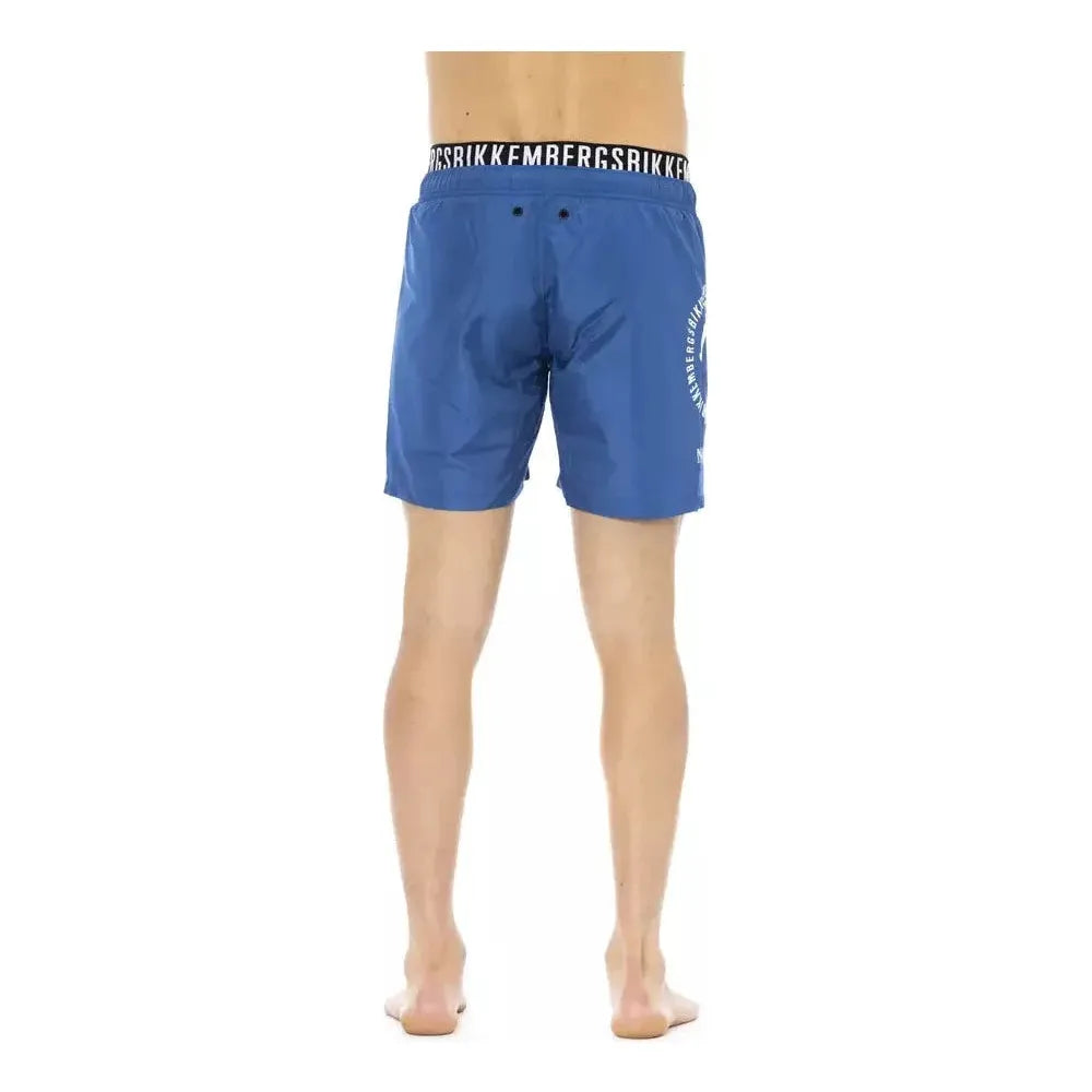 Bikkembergs Blue Polyester Men Swim Short BI-21997-XL