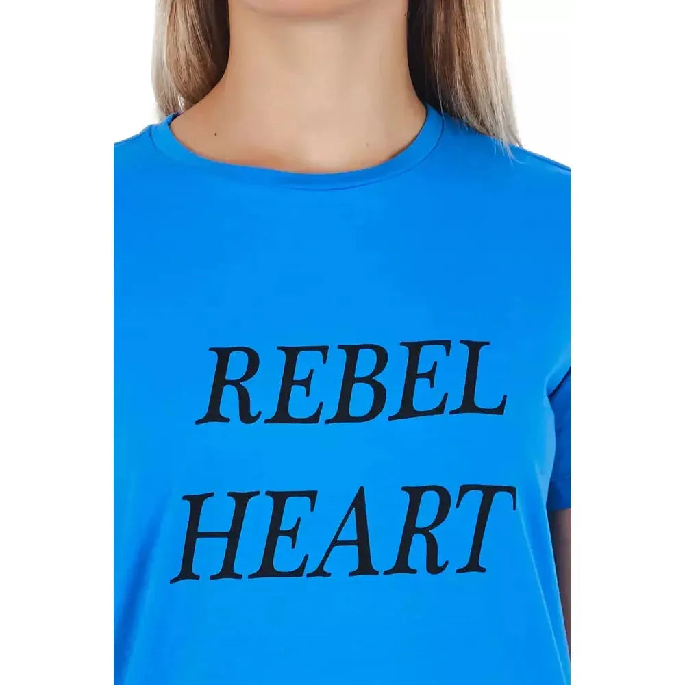 Frankie Morello Light Blue Cotton Women Top FR-21742-XS