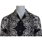 Dolce & Gabbana Blue Silk Floral Baroque Satin Casual Shirt TSH83578- 37