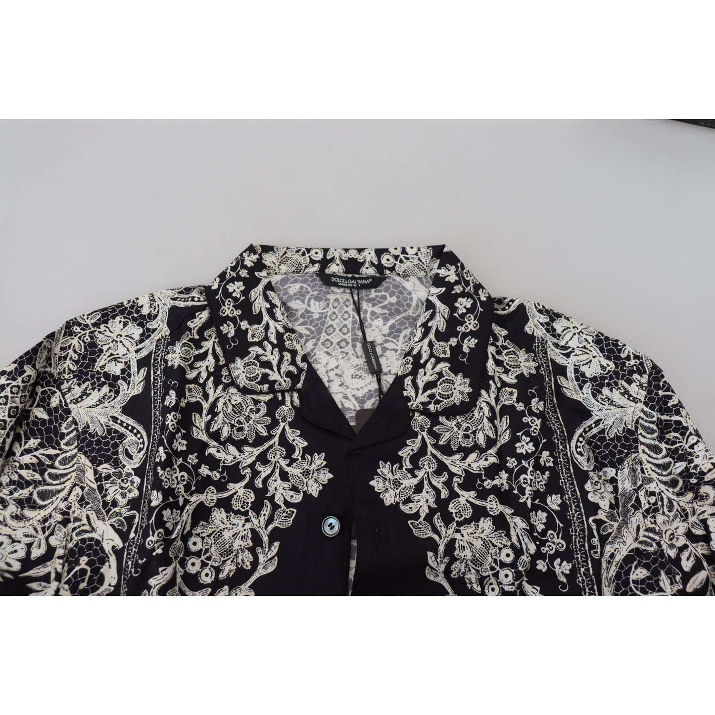 Dolce & Gabbana Blue Silk Floral Baroque Satin Casual Shirt TSH83578- 37