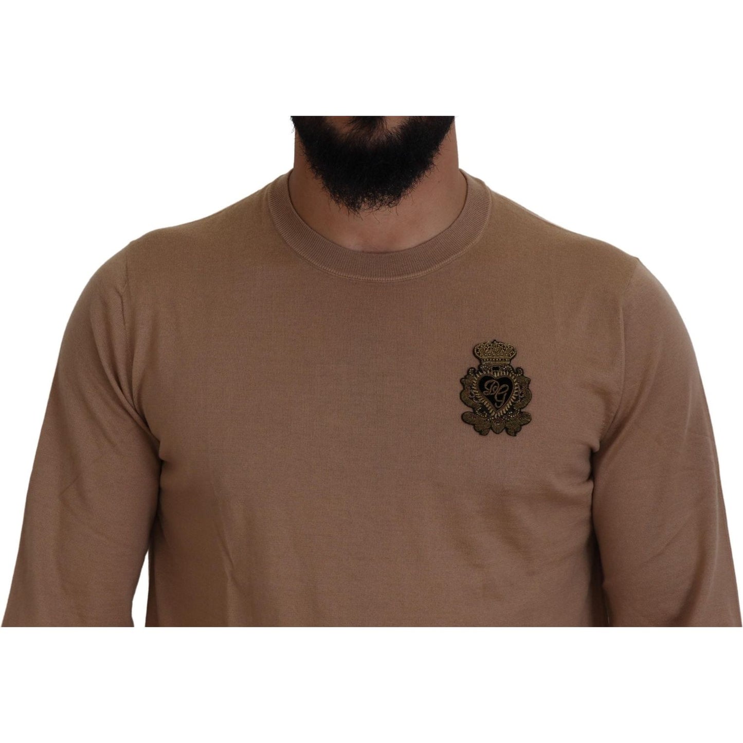 Dolce & Gabbana Beige Cashmere Crown Logo Pullover Sweater TSH83581- 48
