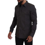 Dolce & Gabbana Gray SICILIA Slim Fit Stretch Dress Shirt TSH83638- 41