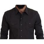 Dolce & Gabbana Gray SICILIA Slim Fit Stretch Dress Shirt TSH83638- 41
