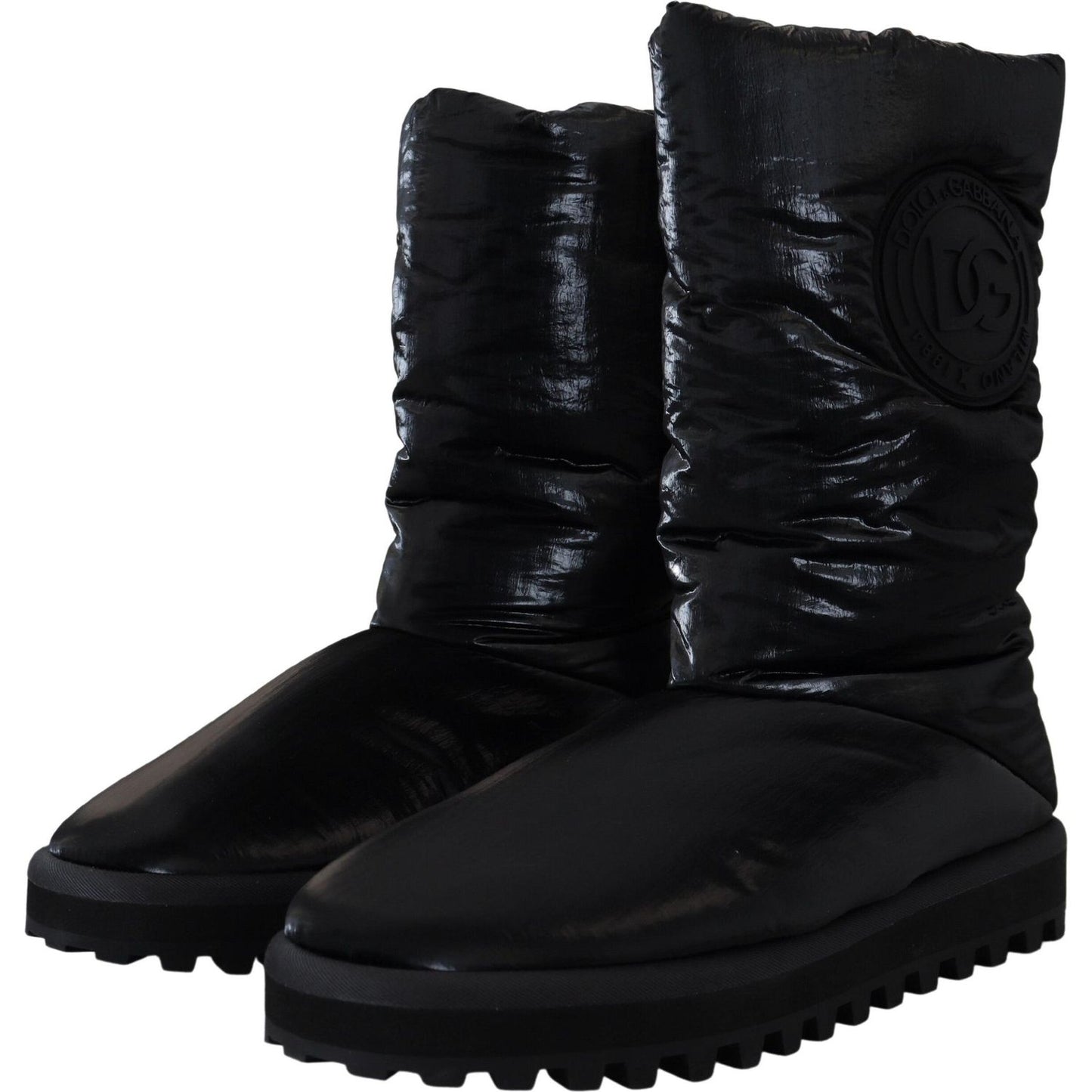 Dolce & Gabbana Black Boots Padded Mid Calf Winter Shoes MV4774- 44