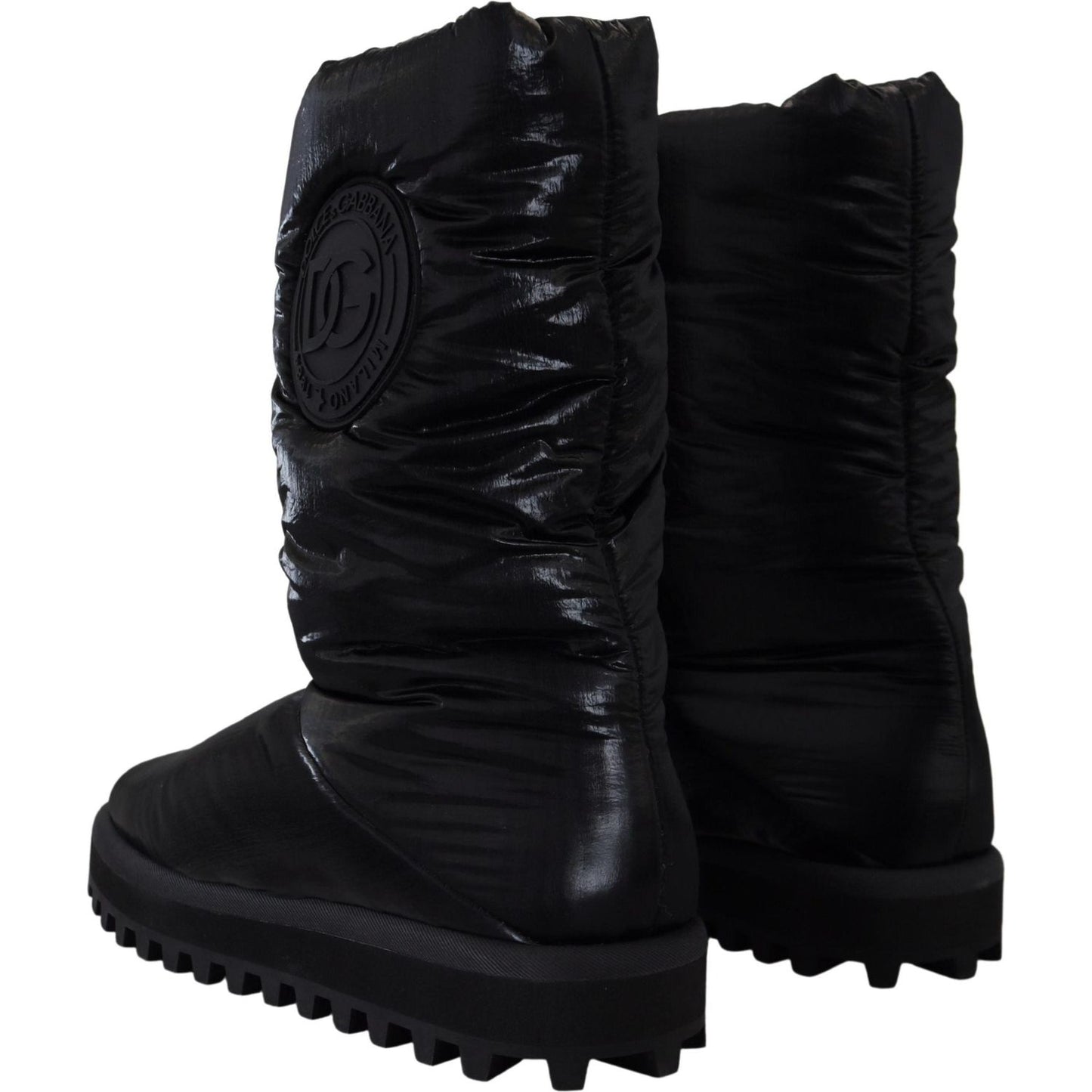Dolce & Gabbana Black Boots Padded Mid Calf Winter Shoes MV4774- 44