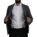 Dolce & Gabbana Gray Wool Stretch Slim Fit Jacket Blazer KOS2109- 44