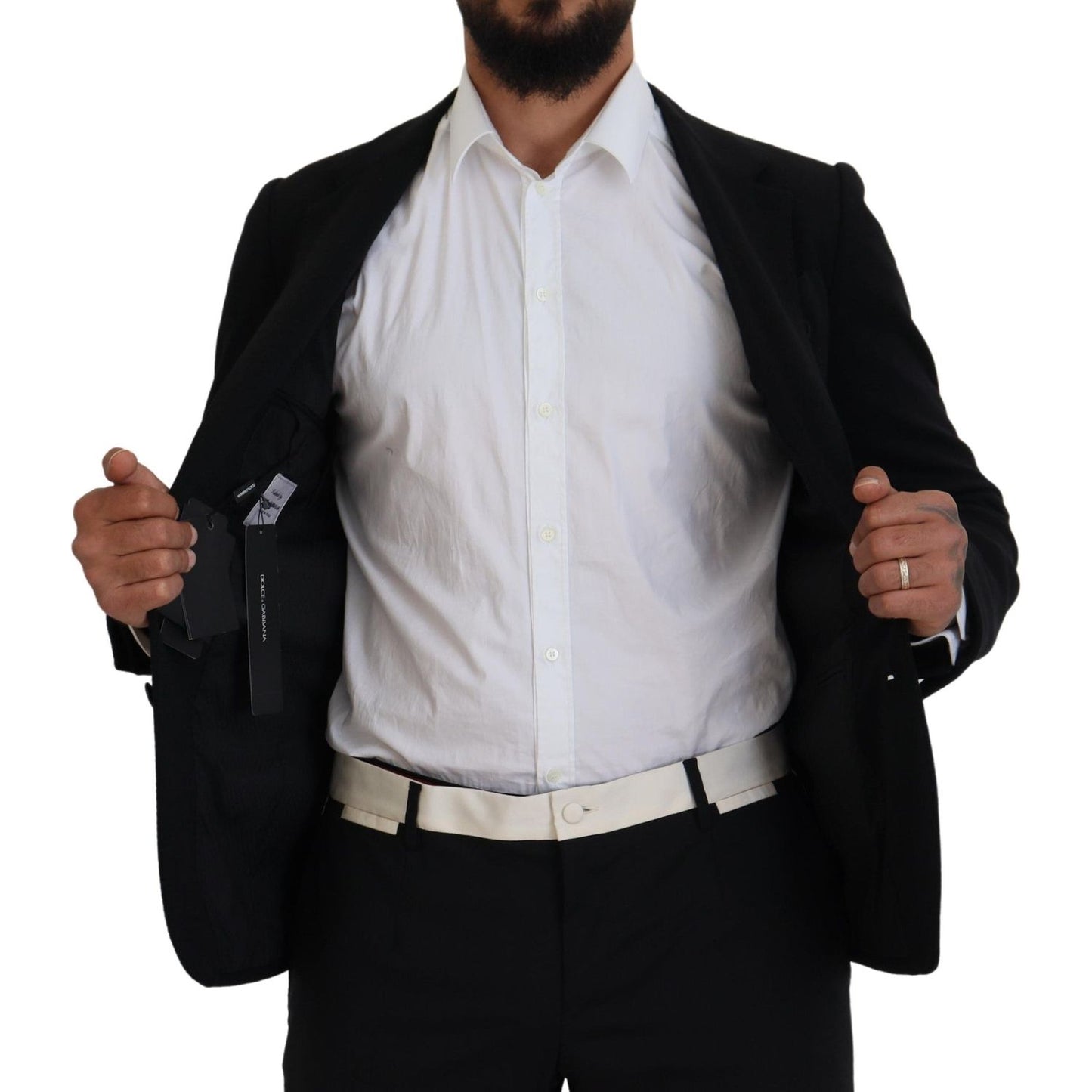 Dolce & Gabbana Black Wool Crown Slim Fit Jacket Blazer KOS2107- 44