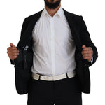 Dolce & Gabbana Black Wool Crown Slim Fit Jacket Blazer KOS2107- 44