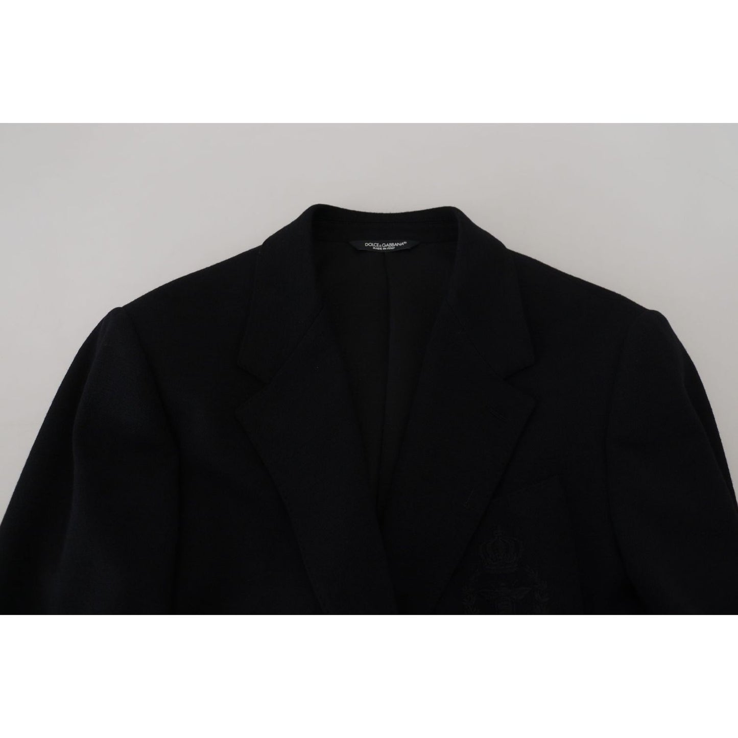 Dolce & Gabbana Black Wool Crown Slim Fit Jacket Blazer KOS2107- 44