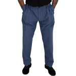 Dolce & Gabbana Blue Linen Chino Men Formal Pants PAN73285 - 52