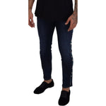 Dolce & Gabbana Blue Cotton Studded Low Waist Denim Jeans PAN73315 - 48