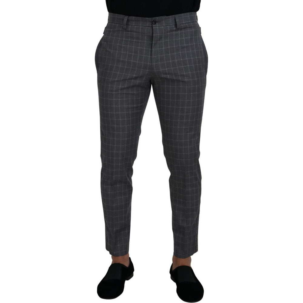 Dolce & Gabbana Grey Cotton Checkered Chino Pants PAN73333 -48