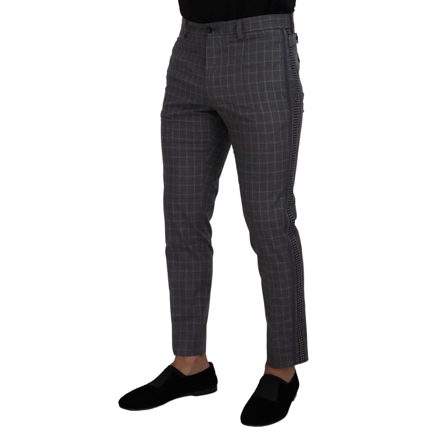 Dolce & Gabbana Grey Cotton Checkered Chino Pants PAN73333 -48