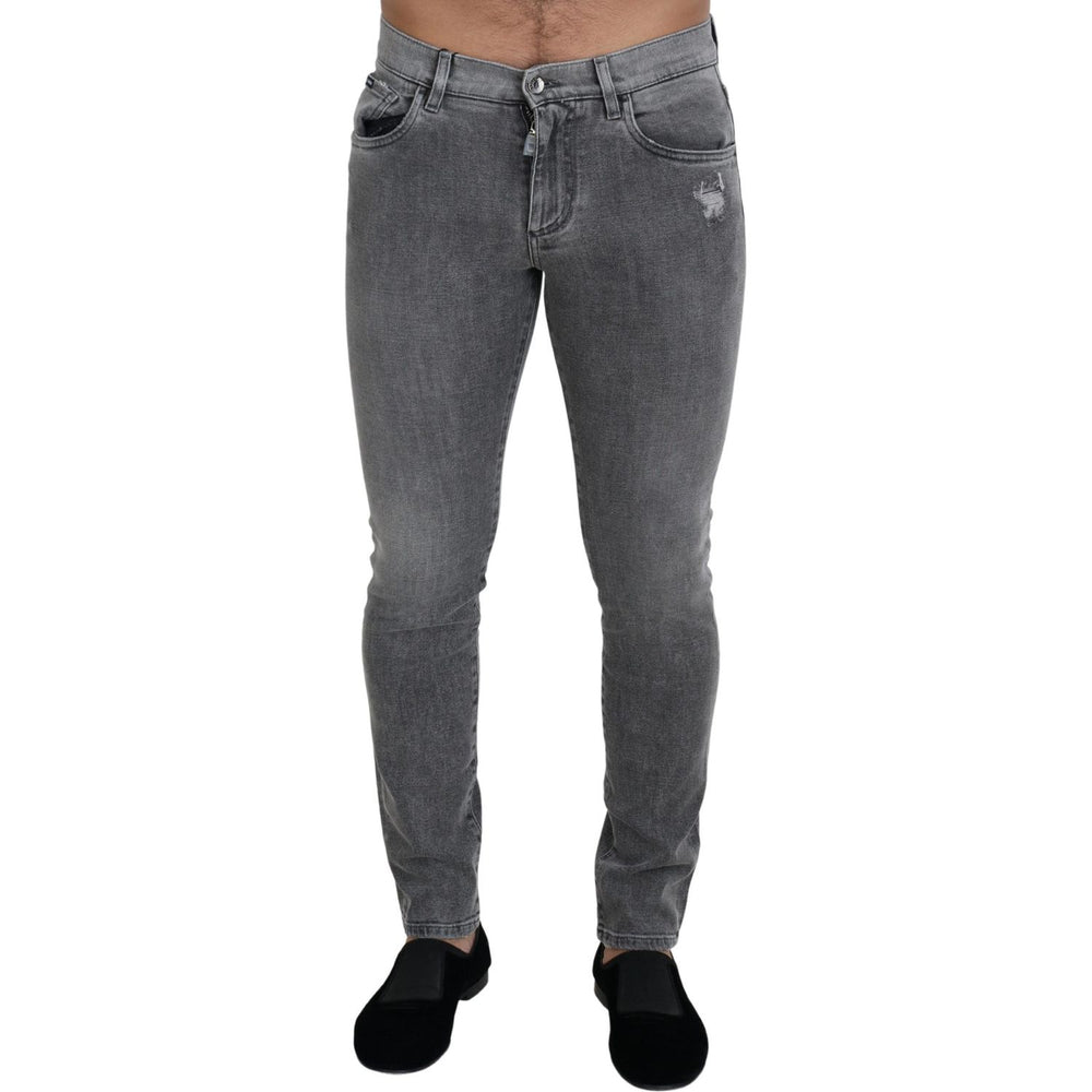 Dolce & Gabbana Grey Washed Cotton Skinny Denim Jeans PAN73362 - 44