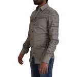 Dolce & Gabbana Gray Printed Cotton Slim Dress GOLD Shirt TSH7975 - 37