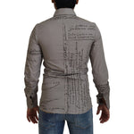 Dolce & Gabbana Gray Printed Cotton Slim Dress GOLD Shirt TSH7975 - 37