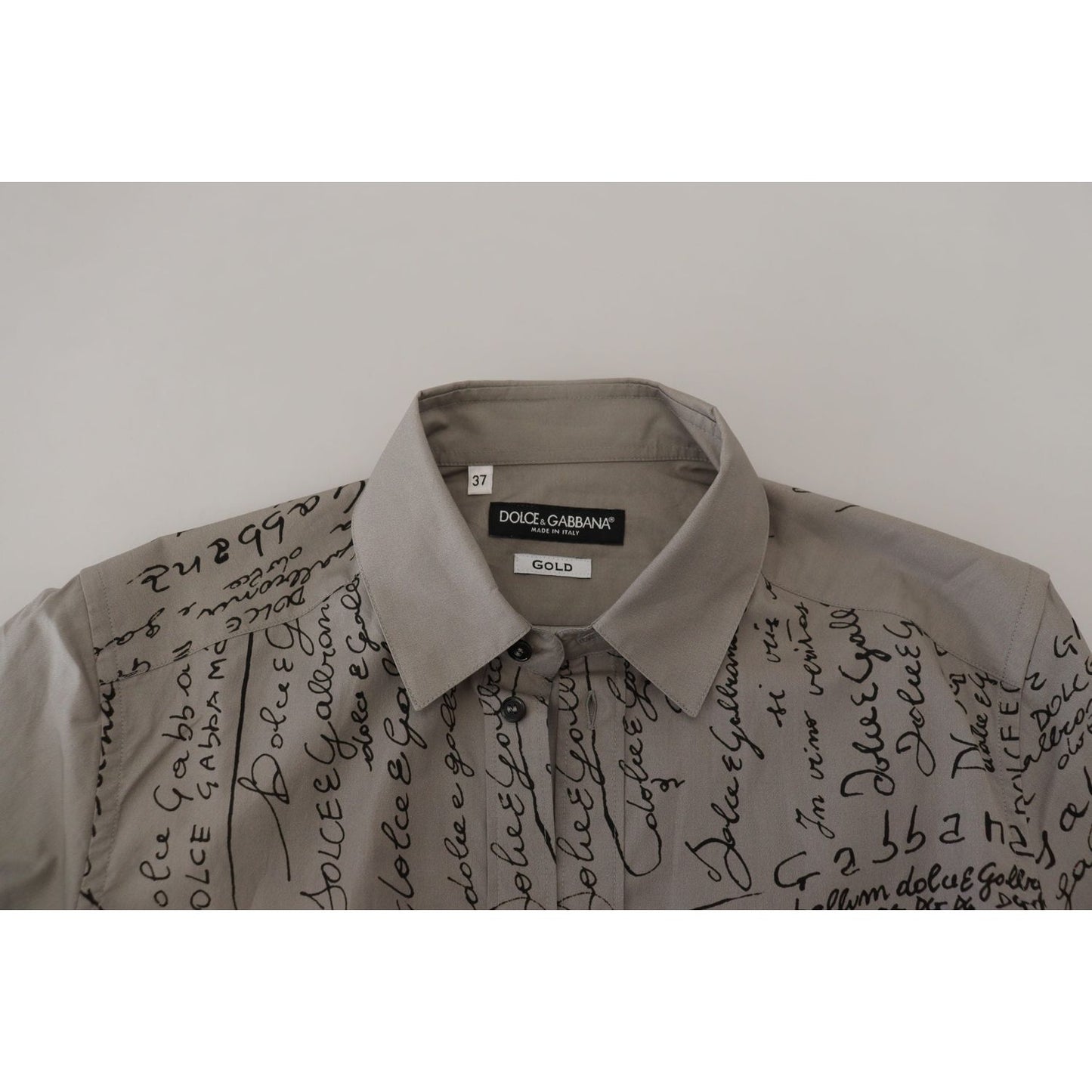 Dolce & Gabbana Gray Printed Cotton Slim Dress GOLD Shirt TSH7975 - 37