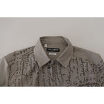 Dolce & Gabbana Gray Printed Cotton Slim Dress GOLD Shirt TSH7975 - 37