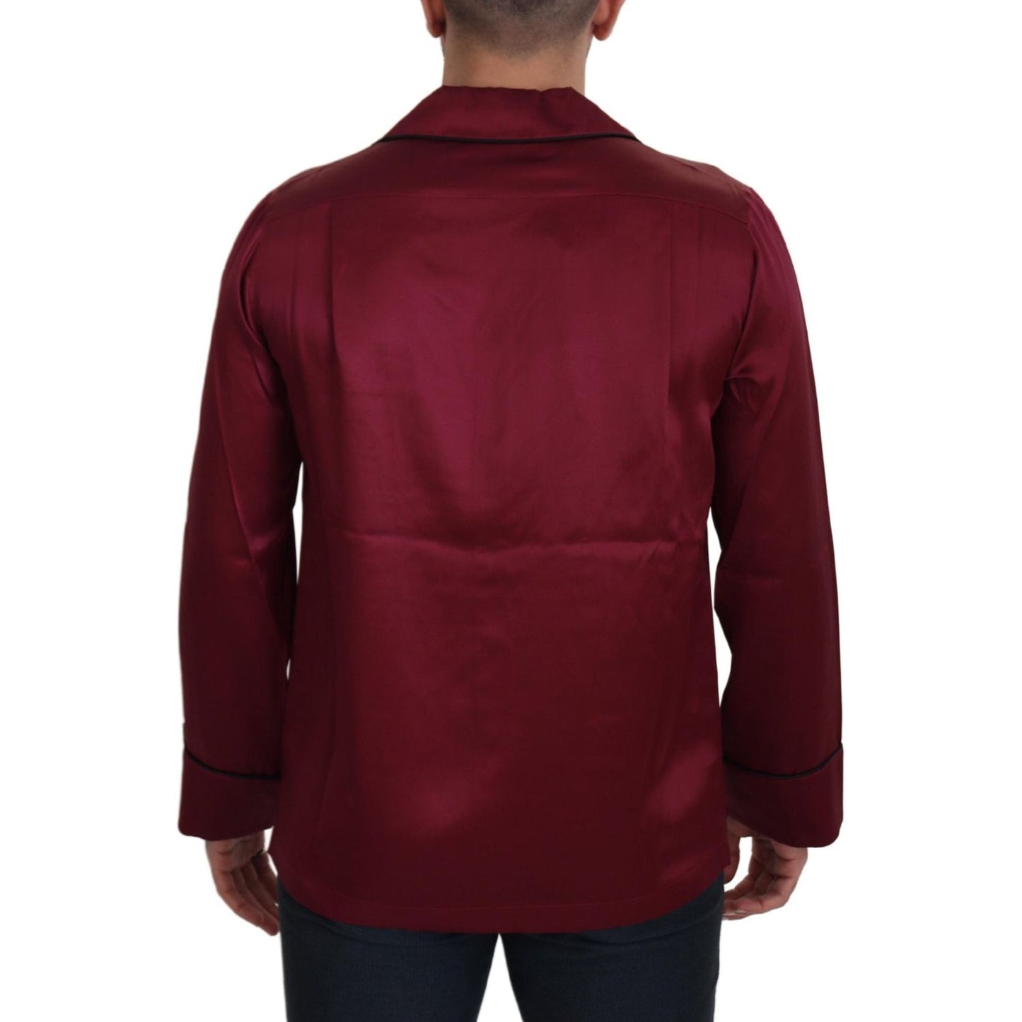 Dolce & Gabbana Red Silk Lounge Top Pajama Sleepwear Shirt TSH83053 - 37