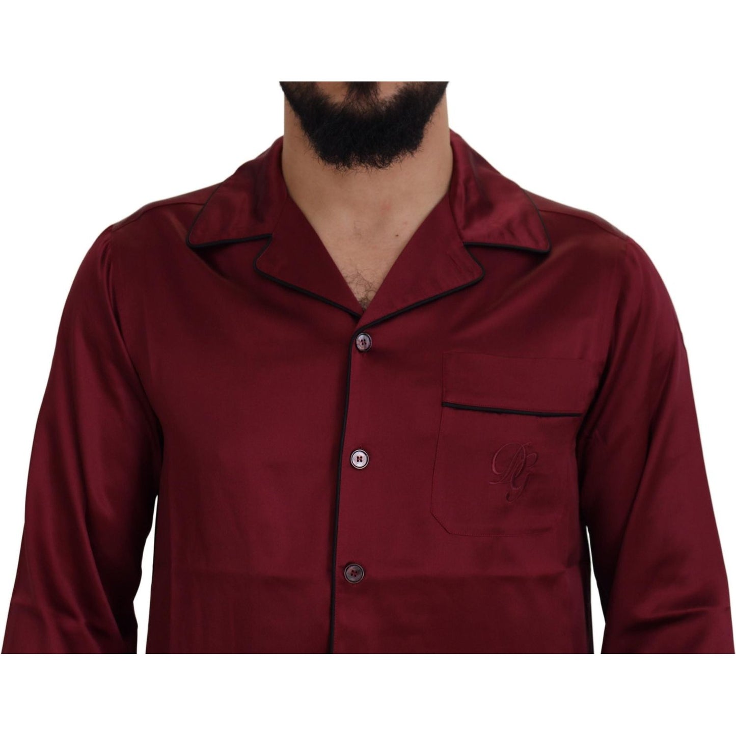 Dolce & Gabbana Red Silk Lounge Top Pajama Sleepwear Shirt TSH83053 - 37