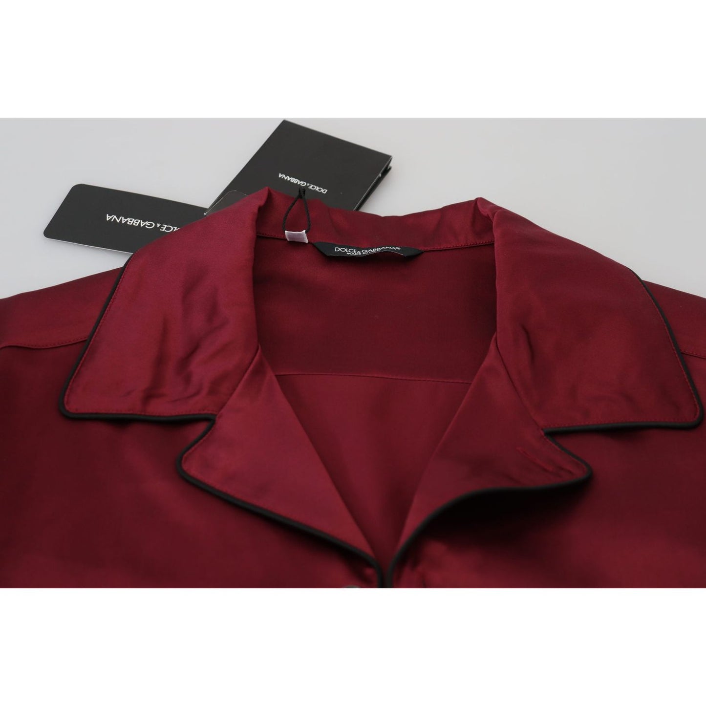 Dolce & Gabbana Red Silk Lounge Top Pajama Sleepwear Shirt TSH83053 - 37
