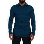 Dolce & Gabbana Blue Cotton Collared Slim Pullover Sweater TSH83075 - 48